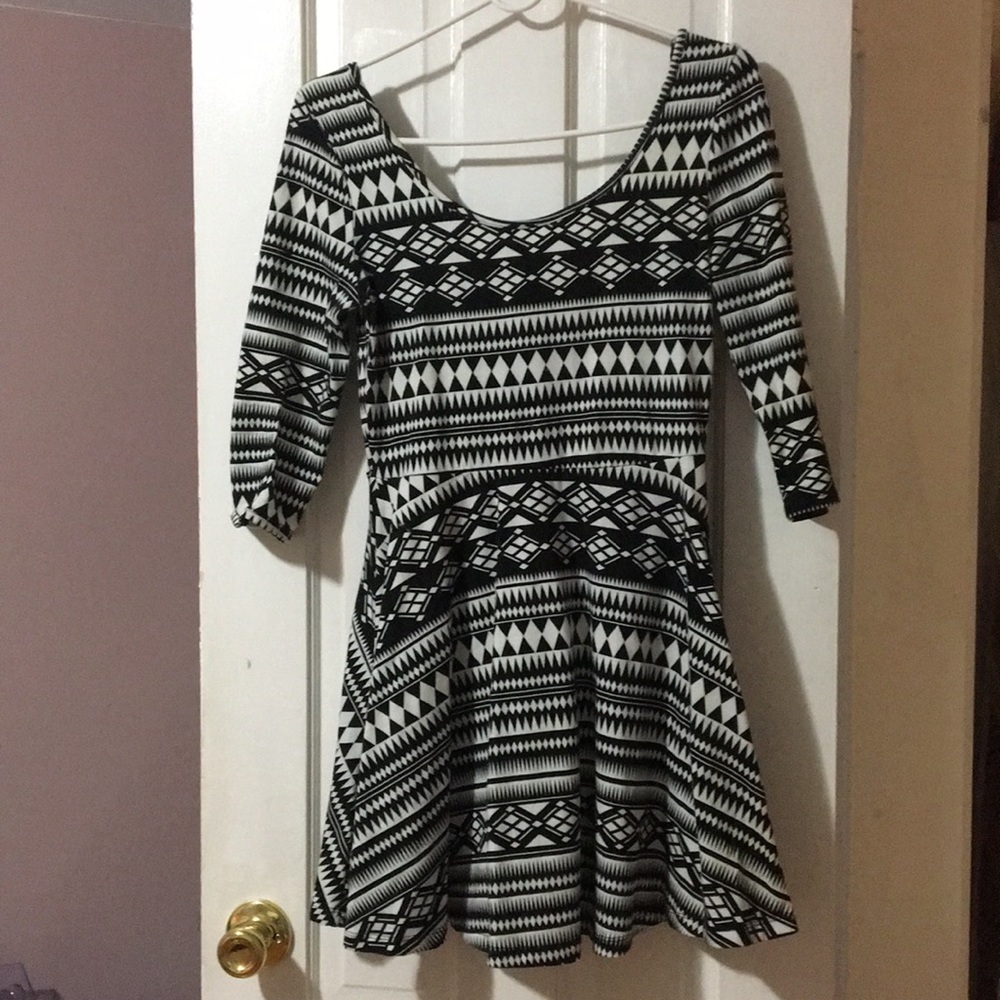 Black and white print skater dress